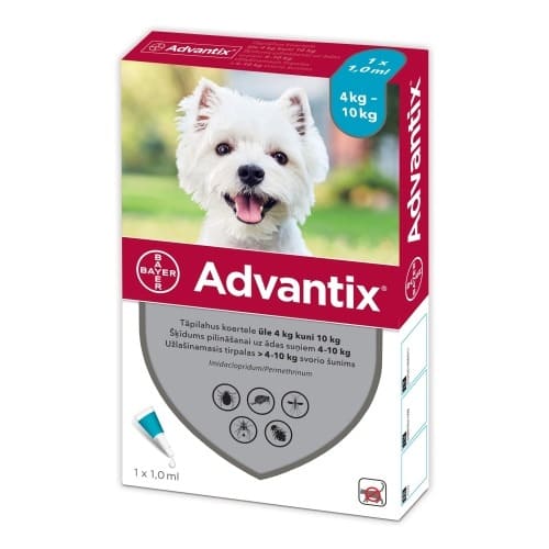 Advantix pretblusu pilieni suņiem 4–10 kg 100/500 mg N1